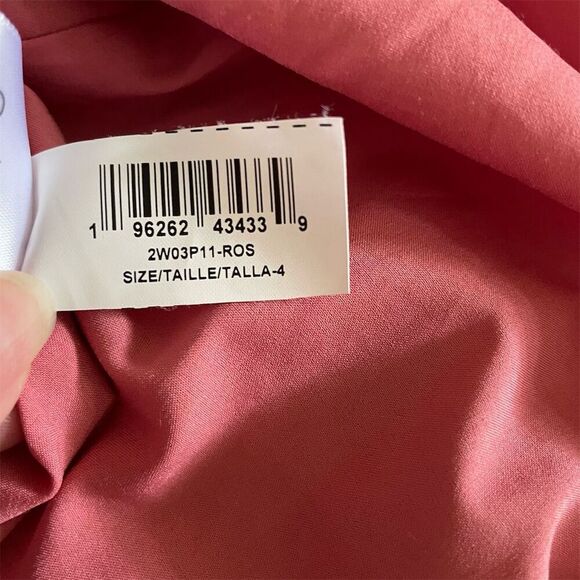 BCBGMAXAZRIA Fit and Flare Safari Midi Dress Salmon Pink Size 4‎ Puff Sleeves - Picture 8 of 9